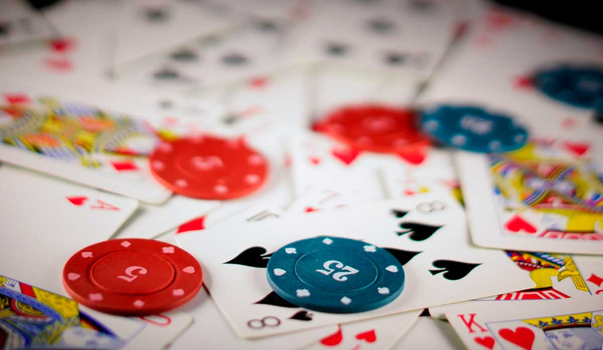 Cards on the table and poker chips