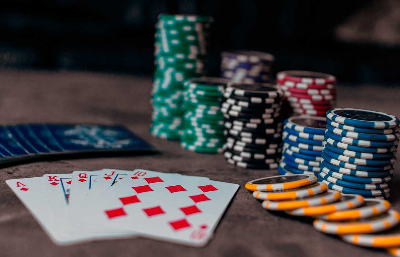 Poker chips and card